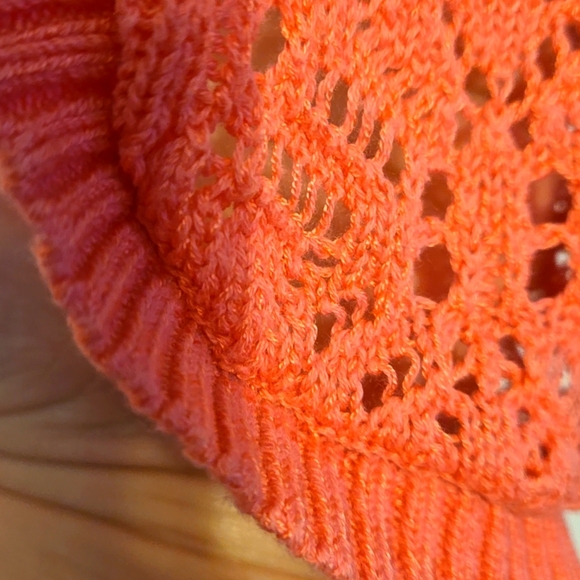 Cat & Jack, Cardigan, Cropped, Sz Lg 10/12, Coral, Pink, Orange, Knit, Sweater - Picture 5 of 8